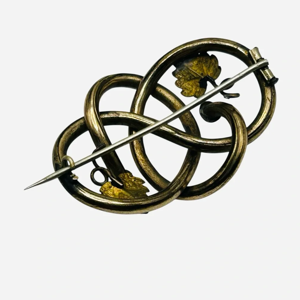 Georgian/Victorian Lovers Knot Snake Rolled Gold Brooch